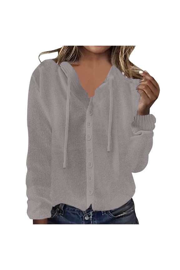 Jacket with Hood Women Cardigan Womens Long Sleeved Button Ice Silk Thin Knit Sweater Loose Fit Shirt Jacket Fall Trendy Party Work Outerwear,White