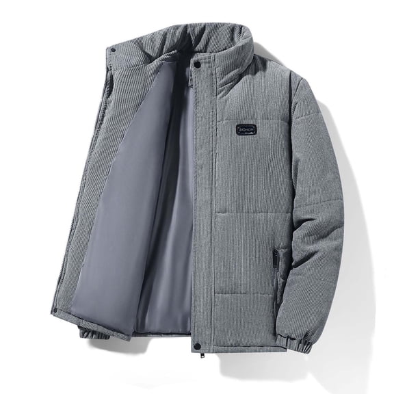 Brondbend Jacket Mens Mens Coats Mock Neck Long Sleeved Zipper Outerwear Solid Color Leisure Warm Jacket Loose Weekend Tops Gray