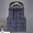 thumbnail image 1 of Brondbend Jacket Vest for Women Women’s Winter Coat Hooded Sleeveless Pocket Zipper Outerwear Solid Color Comfortable Loose Fit Coats Lady Outdoor Tops Gray, 1 of 6
