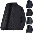 thumbnail image 1 of Brondbend Jacket for Men Coat for Men Mock Neck Long Sleeved Zipper Outerwear Solid Color Stylish Thick Jacket Loose Party Tops Black, 1 of 3