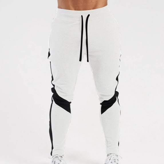 Brondbend Jogger Sweatpants Jogger Pants for Men Drawstring Pocket Trousers Elastic High Waisted Multicolor Stylish Sport Trousers Tight Athletic Fall Winter Pants White