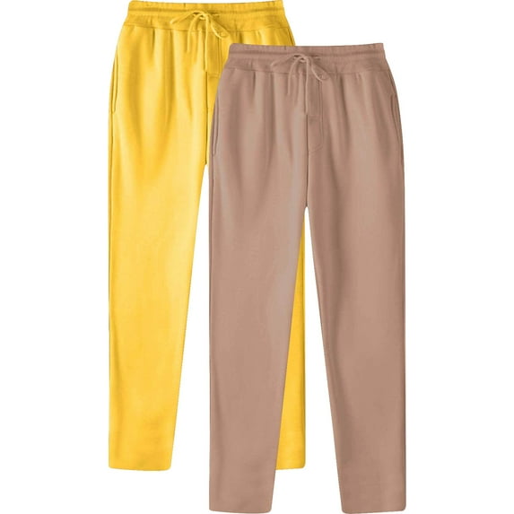 Brondbend Jogger Sweatpants for Men Joggers Men Elastic High Waist Drawstring Pocket Workout Pants Solid Casual Fashion Sport Trousers Loose Fit Climb Mountains Fall Winter Pants,2PC