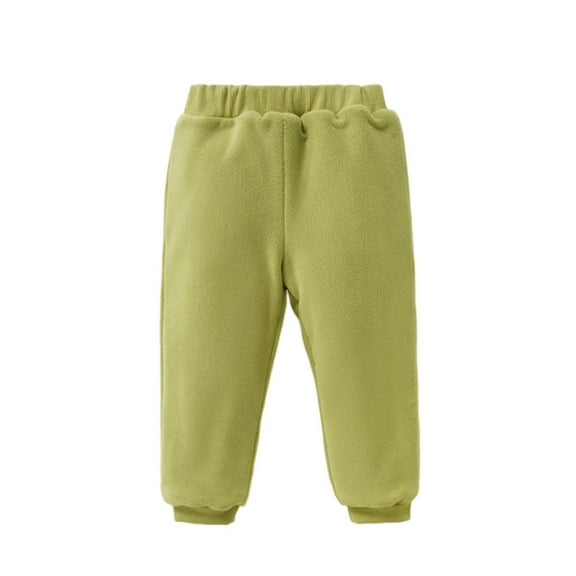 Brondbend Kids Pants Winter Thick Casual Cotton Pants Boys Girls Elastic Waist Solid Color Warm Trousers Loose Fit Children's Fall Comfortable Outdoor Workout,Green