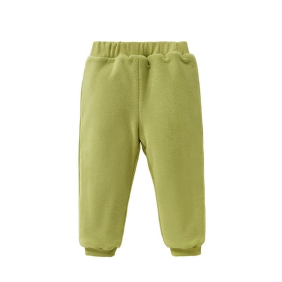 Brondbend Kids Pants Winter Thick Casual Cotton Pants Boys Girls Elastic Waist Solid Color Warm Trousers Loose Fit Children's Fall Comfortable Outdoor Workout,Green
