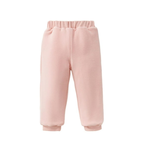 Brondbend Kids Pants Winter Thick Casual Cotton Pants Boys Girls Elastic Waist Solid Color Warm Trousers Loose Fit Children's Fall Comfortable Outdoor Workout,Pink