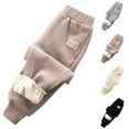 thumbnail image 1 of Brondbend Kids Winter Warm Pants Casual Thicked Pants Boys and Girls Elastic Waist Fashion Cotton Trousers Loose Fall Comfortable Outdoor Versatile Pants,Beige, 1 of 3