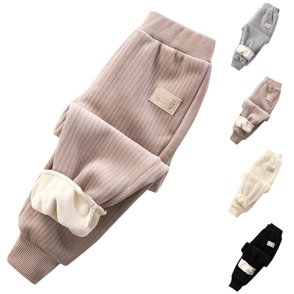Brondbend Kids Winter Warm Pants Casual Thicked Pants Boys and Girls Elastic Waist Fashion Cotton Trousers Loose Fall Comfortable Outdoor Versatile Pants,Beige