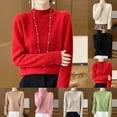 thumbnail image 1 of Brondbend Knitted Sweaters for Women Sweaters for Women Fall Crewneck Long Sleeved Solid Color Top Trendy Loose Thick Pullover Winter Versatile Party Warm Top,Beige, 1 of 3