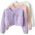 thumbnail image 1 of Brondbend Little Girls Cardigan Sweaters toddler Baby Knit top Crewneck Long Sleeved Solid Cotton Coat Open Front Drawstring Cute Casual Jacket Loose Fall Breathable Outerwear,Pink, 1 of 7