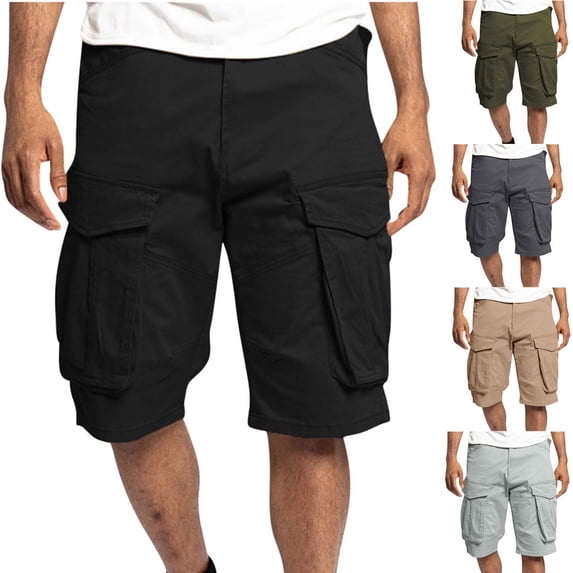 WWV Men Cargo Shorts Work Shorts for Men Construction Multi Pockets Shorts Solid Color Trendy Loose Fit Weekend Sports Workwear Pants Army Green L