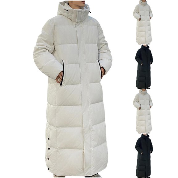 WWV Men Coat Jacket Mens Hooded Long Sleeved Zipper Pocket Outerwear Solid Color Leisure Jacket Loose Fit Weekend Tops Black