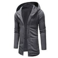thumbnail image 1 of Brondbend Men Coat Men Jacket Hooded Outerwear Solid Color Casual Jacket Loose Fit Weekend Tops Dark Gray, 1 of 4