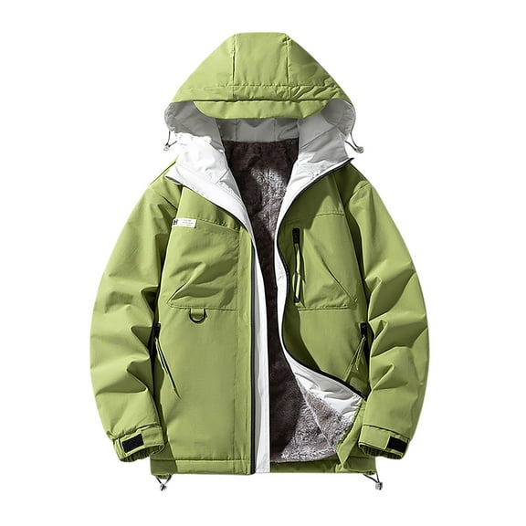 Brondbend Men Coat Men’s Jackets Hooded Long Sleeved Zipper Pocket Outerwear Solid Color Comfortable Jacket Loose Fit Holiday Tops Green