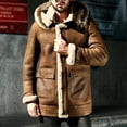 thumbnail image 1 of Brondbend Men Coats Men's Fall Jacket Hooded Long Sleeved Pocket Outerwear Solid Color Warm Jacket Loose Fit Holiday Tops Khaki, 1 of 2