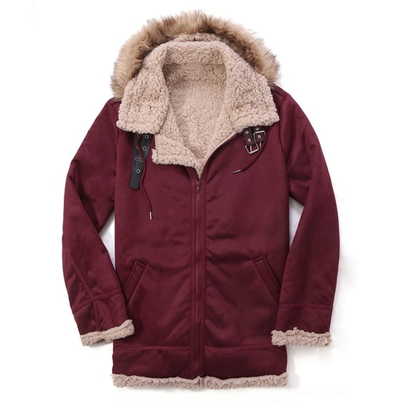 Brondbend Men Coats Winter Fall Mens Jacket Hooded Long Sleeved Zipper Pocket Outerwear Solid Color Warm Jacket Loose Fit Weekend Tops Red