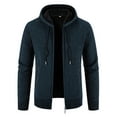 thumbnail image 1 of Brondbend Men Coats Winter Mens Fall Jacket Hooded Long Sleeved Zipper Pocket Outerwear Solid Color Comfy Jacket Loose Fit Holiday Tops Navy, 1 of 3