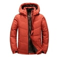 thumbnail image 1 of Brondbend Men Coats Winter Mens Jackets Fall Hooded Long Sleeved Zipper Pocket Outerwear Solid Color Warm Jacket Loose Fit Going out Tops Orange, 1 of 6