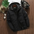 thumbnail image 1 of Brondbend Men Coats Winter Mens Jackets Hooded Long Sleeved Zipper Pocket Outerwear Multicolor Warm Jacket Loose Fit Party Tops Black, 1 of 2