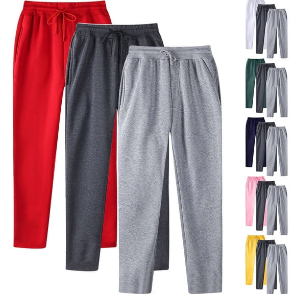 Brondbend Men Sweat Pants Men's Jogging Pants Elastic High Waist Drawstring Pocket Workout Pants Solid Casual Fashion Sport Trousers Loose Fit Holiday Fitness Fall Winter Pants,3PC
