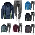 thumbnail image 1 of Brondbend Men Sweatsuits Sets Men Track Suits 2 Piece Set Long Sleeve Hoodie with Zipper Multiple Pockets Sweatshirt and Sweatpants Tracksuits Loose Fit Fall Winter Gym Workout Suits,Black, 1 of 3