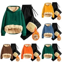 Brondbend Men Sweatsuits Sets Men Track Suits 2 Piece Set Velvet Hoodied Long Sleeve Solid Color Drawstring Sweatshirt and Sweatpants Tracksuits Loose Winter Warm Running Fitness Workout Suits,Blue