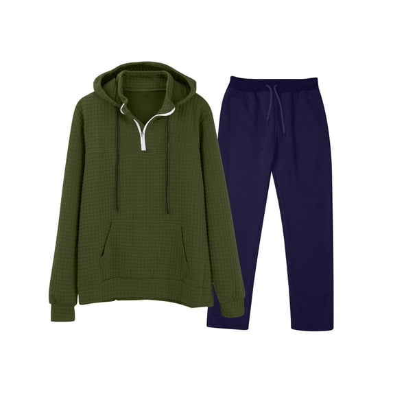 Brondbend Men Track Suits 2 Piece Set Hoodie Set for Men Long Sleeved Sweatshirt with Zipper and Pocket Elastic Waist Sweatpants Tracksuits Loose Winter Fitness Sport Suits,Navy