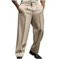 thumbnail image 1 of Brondbend Men's Big and Tall Dress Pants Men's Casual Pants Straight Leg Stretch High Waist Zipper Pocket Button Trousers Solid Leisure Wrinkle-Free Trousers Classic Fit Office Work Suit Pants, 1 of 5