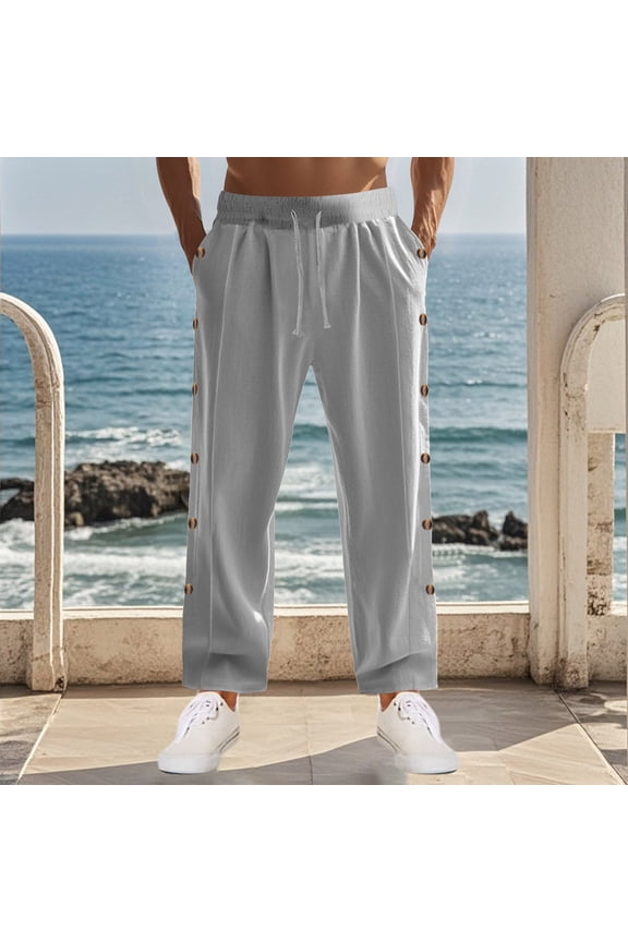 Men's Casual Pants Mens Pants Straight Fit Elastic High Waist Drawstring Pocket Trousers Plaid Vintage Loose Trousers Anniversary Fall Winter Pants
