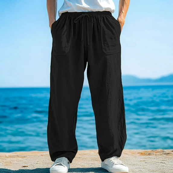 Brondbend Men's Casual Pants Mens Pants Straight Fit Elastic High Waist Drawstring Pocket Trousers Plaid Vintage Loose Trousers Anniversary Fall Winter Pants