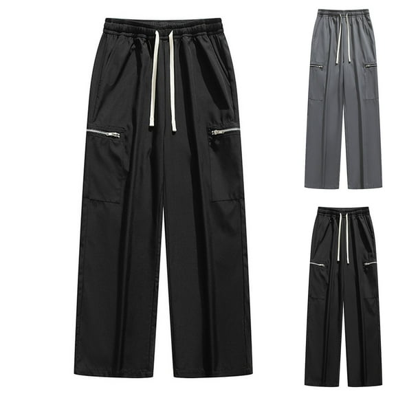 Brondbend Men's Casual Pants Mens Pants Straight Fit Elastic High Waist Drawstring Pocket Trousers Plaid Vintage Loose Trousers Anniversary Fall Winter Pants