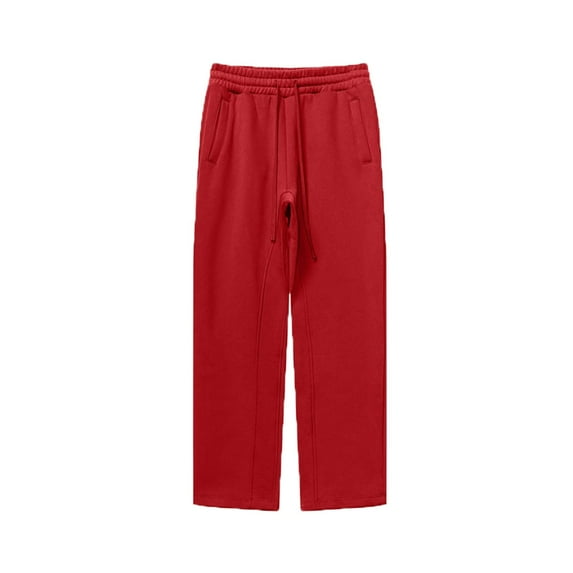 Brondbend Casual Pants Mens Straight Leg Pants Stretchy Waist Drawstring Pocket Trousers Solid Comfortable Regular Fit Trousers Holiday Fall Winter Pants Red