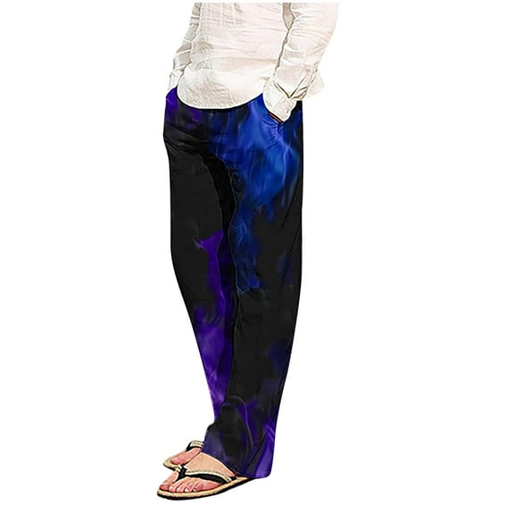 Brondbend Men's Trousers Straight Pants for Men Elastic High Waisted Home Trousers Plaid Comfortable Loose Trousers Holiday Fall Winter Pants White