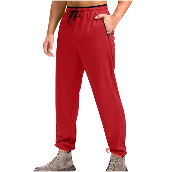 Brondbend Mens Casual Pants Mens Pants Straight Fit Stretchy Waist Drawstring Pocket Trousers Print Comfortable Loose Trousers Holiday Fall Winter Pants Red