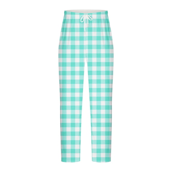 Brondbend Pants Men Casual Straight Pants for Men Elastic High Waisted Home Trousers Plaid Comfortable Loose Trousers Outdoor Fall Winter Pants Mint Green