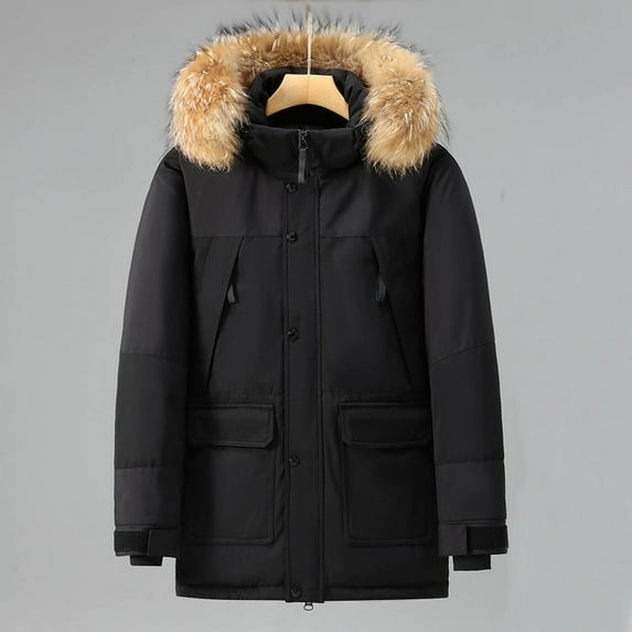 Brondbend Men's Coat Jacket for Men Hooded Long Sleeved Zipper Pocket Outerwear Multicolor Warm Jacket Loose Fit Going out Tops Black