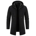 thumbnail image 1 of Brondbend Men's Coats Men's Fall Jacket Hooded Long Sleeved Zipper Pocket Outerwear Solid Color Comfy Jacket Loose Fit Party Tops Black, 1 of 3