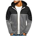 thumbnail image 1 of Brondbend Men's Coats Men's Jacket Hooded Long Sleeved Zipper Pocket Outerwear Solid Color Leisure Jacket Loose Fit Festival Tops Gray, 1 of 5