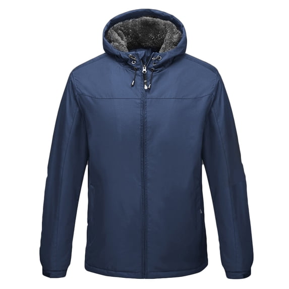 Brondbend Men's Coats Men's Jackets for Fall Hooded Long Sleeved Zipper Pocket Outerwear Solid Color Casual Jacket Loose Fit Festival Tops Dark Blue