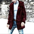 thumbnail image 1 of Brondbend Men's Coats Mens Jackets Hooded Long Sleeved Button Pocket Outerwear Solid Color Warm Jacket Loose Fit Party Tops Wine, 1 of 5