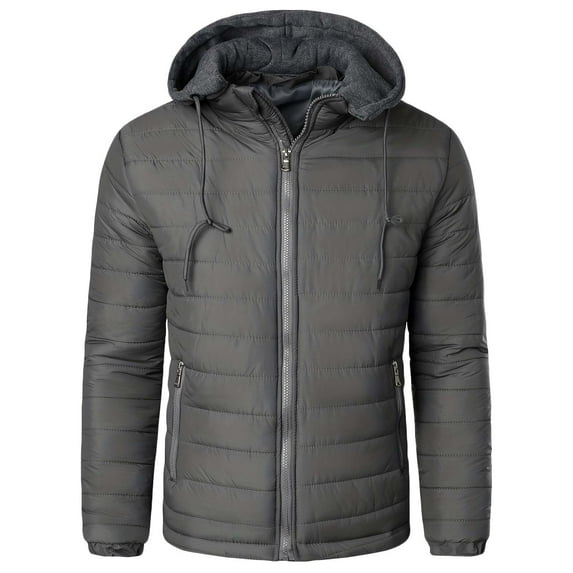 Brondbend Men's Coats Mens Jackets Hooded Long Sleeved Zipper Pocket Outerwear Solid Color Comfortable Jacket Loose Fit Weekend Tops Gray