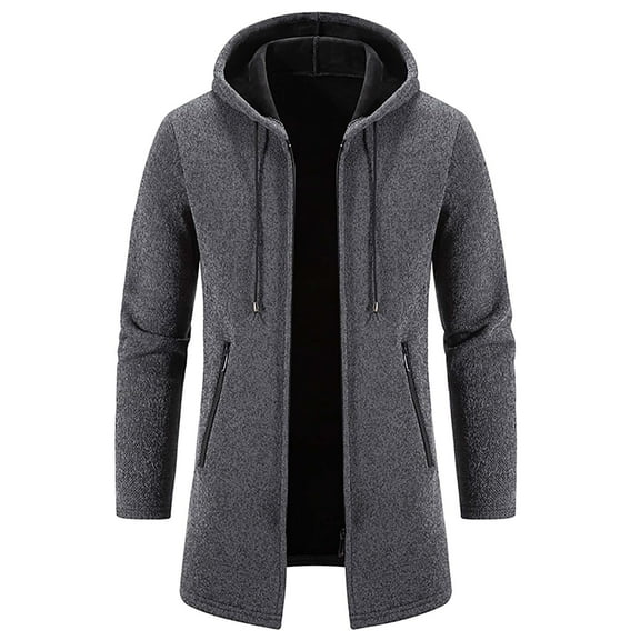 Brondbend Men's Coats Mens Jackets Hooded Long Sleeved Zipper Pocket Outerwear Solid Color Comfy Jacket Loose Fit Weekend Tops Gray