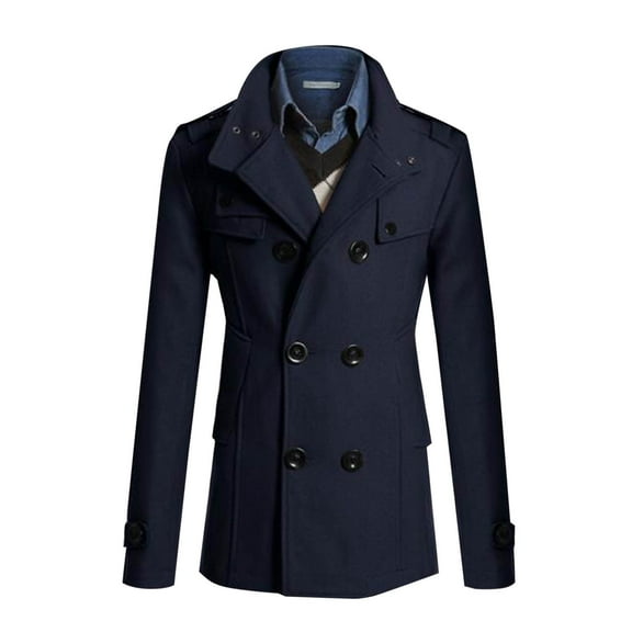 Brondbend Men's Fall Jacket Mens Coats Lapel Long Sleeved Pocket Outerwear Solid Color Comfy Stylish Jacket Loose Fit Club Tops Navy