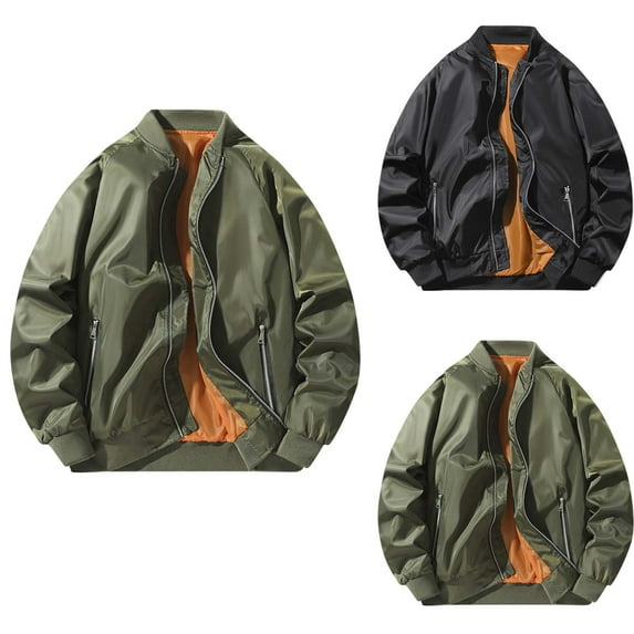 Brondbend Men's Jackets Men's Winter Coats Crew Neck Long Sleeved Button Outerwear Solid Color Comfy Stylish Workwear Loose Fit Travel Tops Army Green