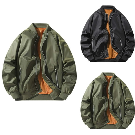 Brondbend Men's Jackets Men's Winter Coats Crew Neck Long Sleeved Button Outerwear Solid Color Comfy Stylish Workwear Loose Fit Travel Tops Army Green