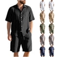 thumbnail image 1 of WWV Men's Shirt and Short Sets Lapel Short Sleeve Pocket Button Shirt Mid Waist Shorts Outfits Solid Color Stylish Loose Fit Party Leisure Suit Army Green L, 1 of 7