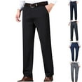 thumbnail image 1 of Brondbend Men's Slim Dress Pants Men's Casual Pants Straight Leg Stretch High Waist Zipper Trousers with Pocket Solid Thick Casual Wrinkle-Free Trousers Classic Fit Business Work Suit Pants, 1 of 7