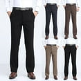 thumbnail image 1 of Brondbend Men's Slim Dress Pants Mens Straight Fit Dress Pants Expandable High Waist Zipper Pocket Button Trousers Solid Comfortable Corduroy Flat Front Trousers Classic Fit Daily Commute Suit Pants, 1 of 5