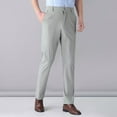 thumbnail image 1 of Brondbend Men's Slim Dress Pants Straight Leg Pants Men Stretch High Waist Zipper Pocket Trousers Solid Casual Thin Flat Front Trousers Classic Fit Business Work Suit Pants, 1 of 5