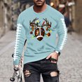 thumbnail image 1 of Brondbend Men's Tops Christmas Men's a Shirts Long Sleeve Crewneck Pullover Printed Fashion Blouse Loose Anniversary Clothes Light Blue, 1 of 4