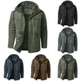 thumbnail image 1 of Brondbend Men's Winter Coats Fall Mens Jacket Hooded Long Sleeved Zipper Pocket Outerwear Solid Color Thick Jacket Loose Fit Festival Tops Army Green, 1 of 7